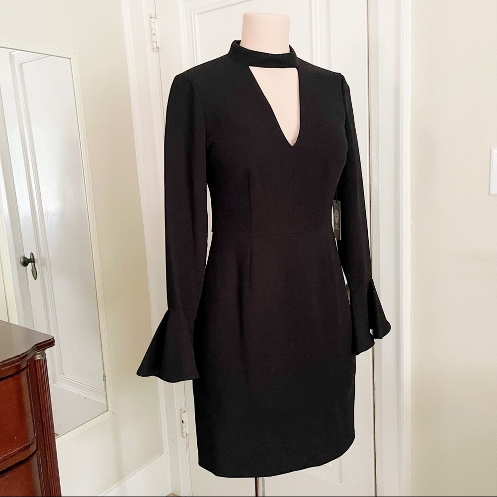 Vince Camuto Black Cut Out Dress with Flounce Sleeves
